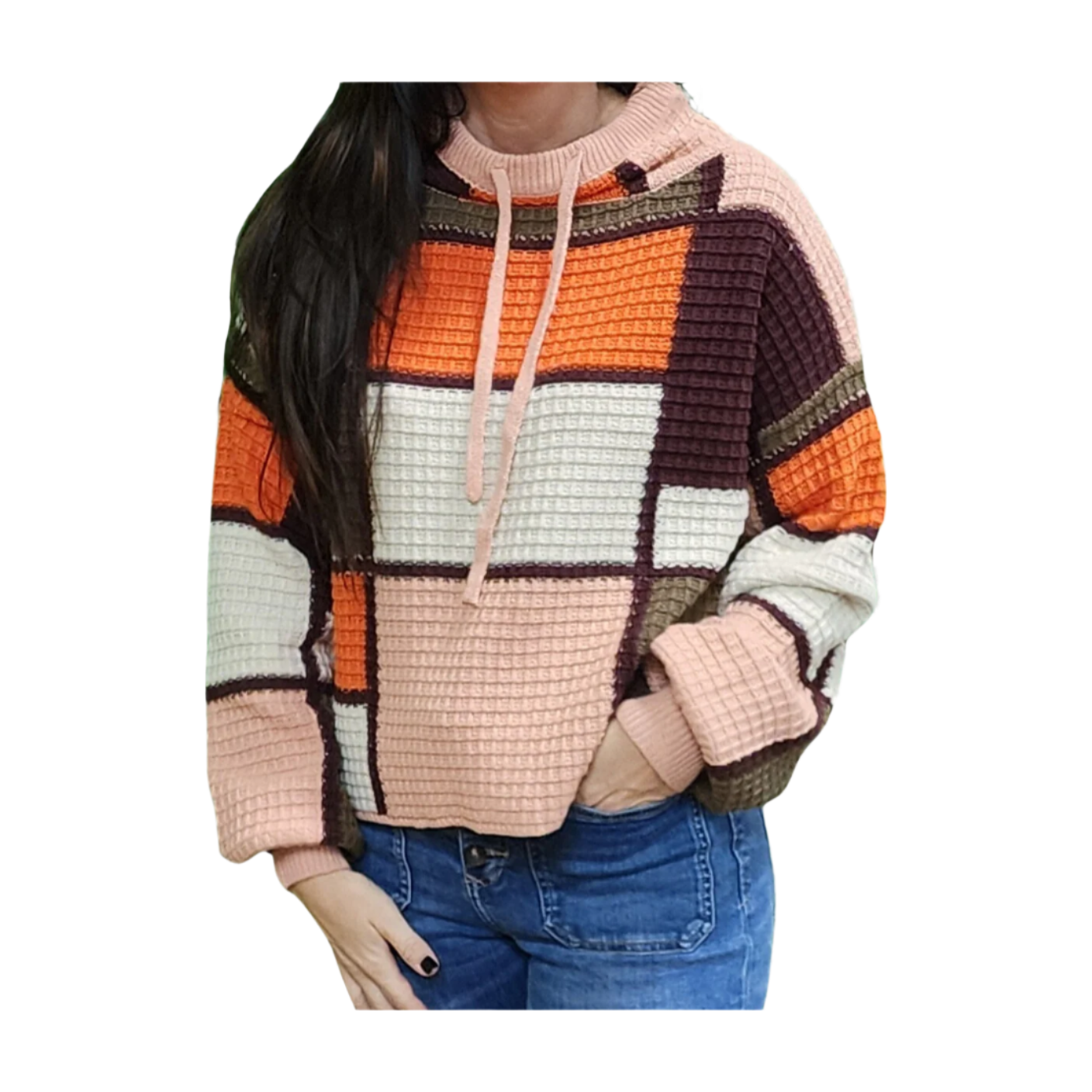 Waffle Block Sweater - Crazy House Western Wear