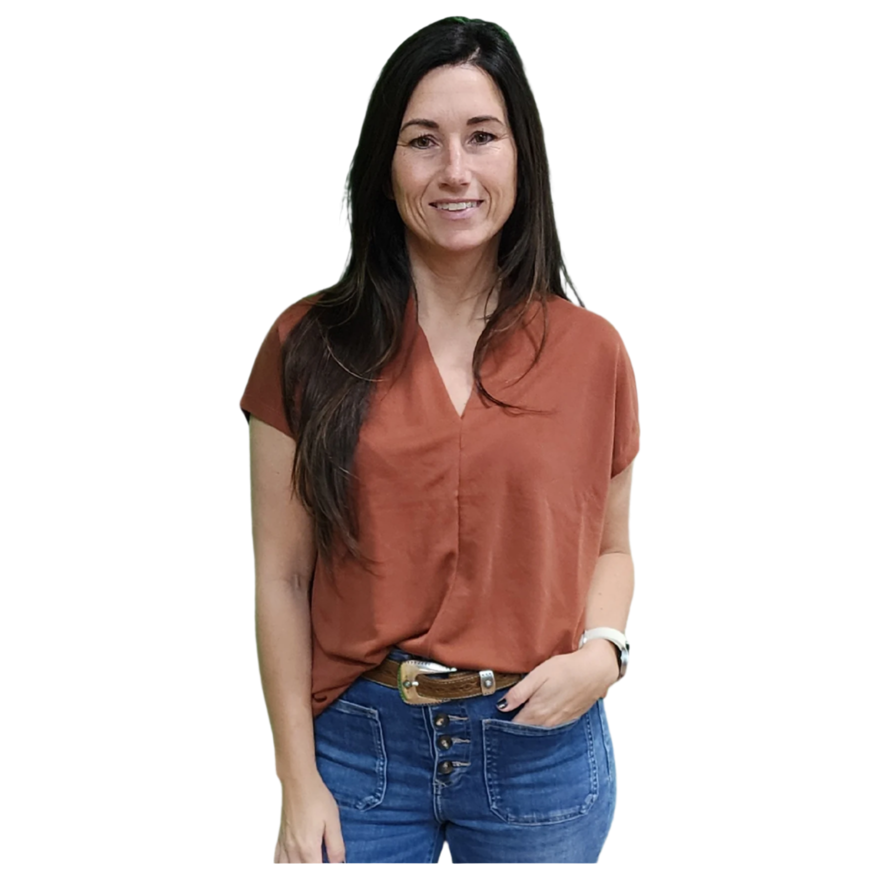 Modal S/S V Neck Scoop Top - Crazy House Western Wear