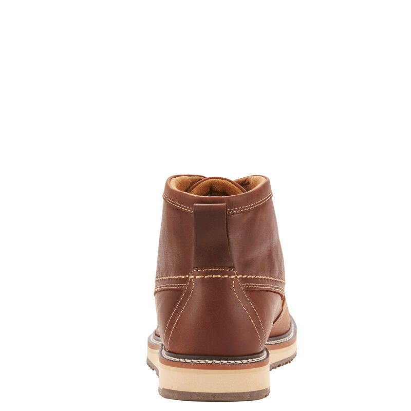 Brown leather ankle boot on a white background