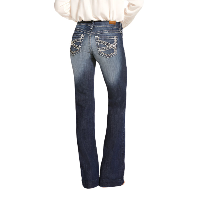 Women's Ariat Trouser Mid Rise Stretch Entwined Wide Leg Jean 10025302 - Crazy House Western Wear