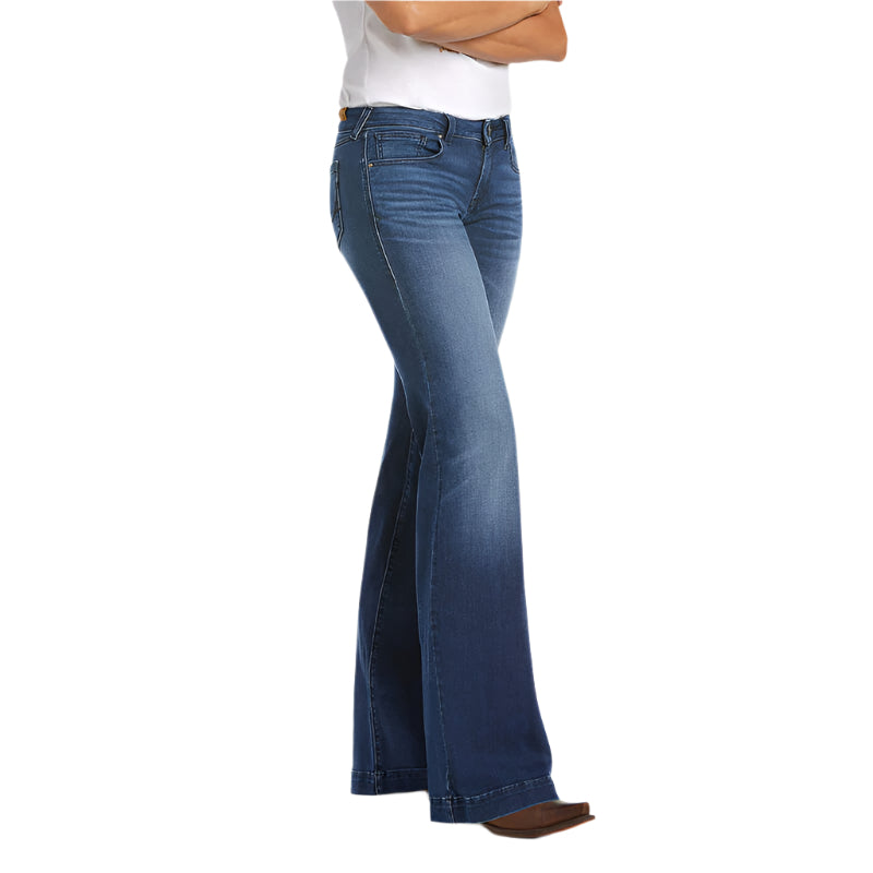 Women's Ariat Trouser Mid Rise Stretch Kelsea Wide Leg Jean 10027695 - Crazy House Western Wear