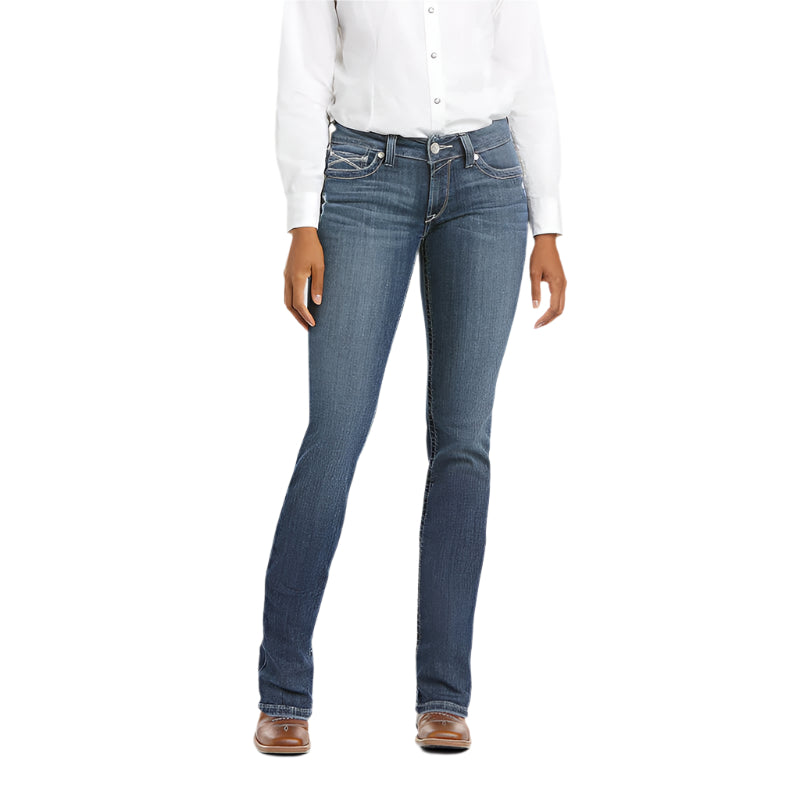 Women's Ariat R.E.A.L. Mid Rise Arrow Gianna Straight Jean 10034655 - Crazy House Western Wear
