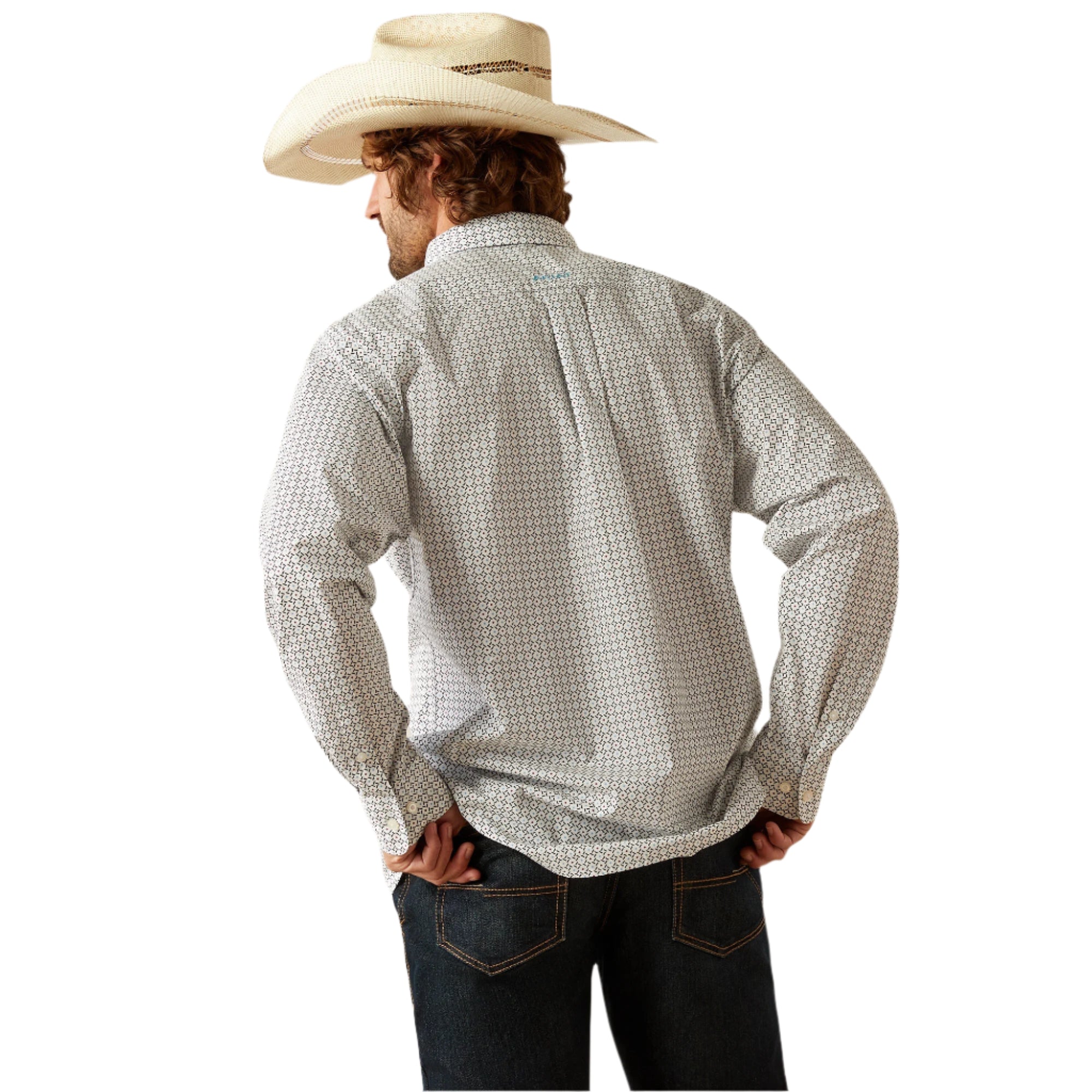 Men's Ariat Gaylor Shirt White 10054643 - Crazy House Western Wear