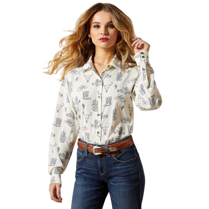 Women's Ariat Blue and White Homestyle Shirt 