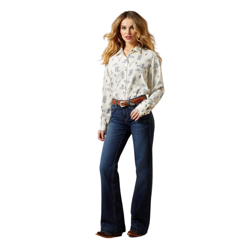 Women's Ariat Blue and White Homestyle Shirt 