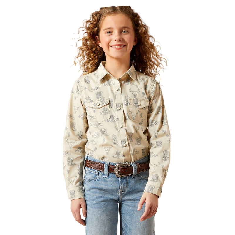 Girl's Ariat Beige Mila Snap Shirt 