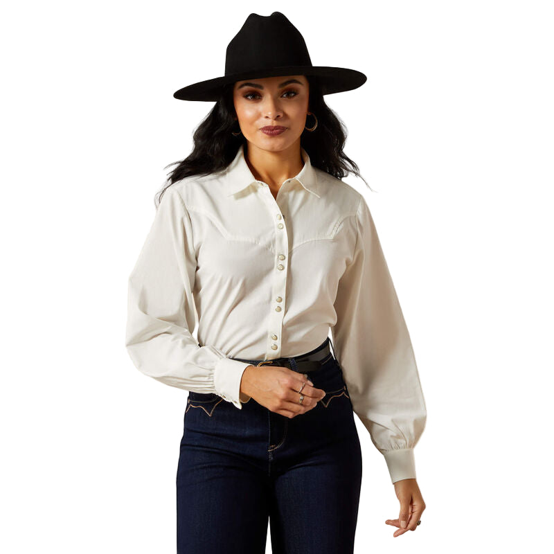Women's Ariat White Jolie Long Sleeve Button Up Shirt