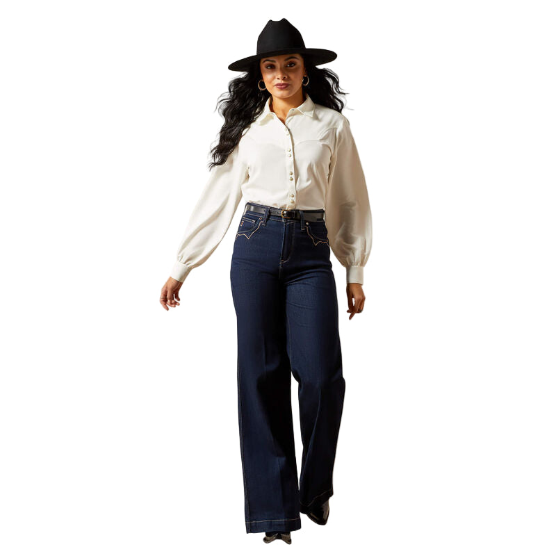 Women's Ariat White Jolie Long Sleeve Button Up Shirt