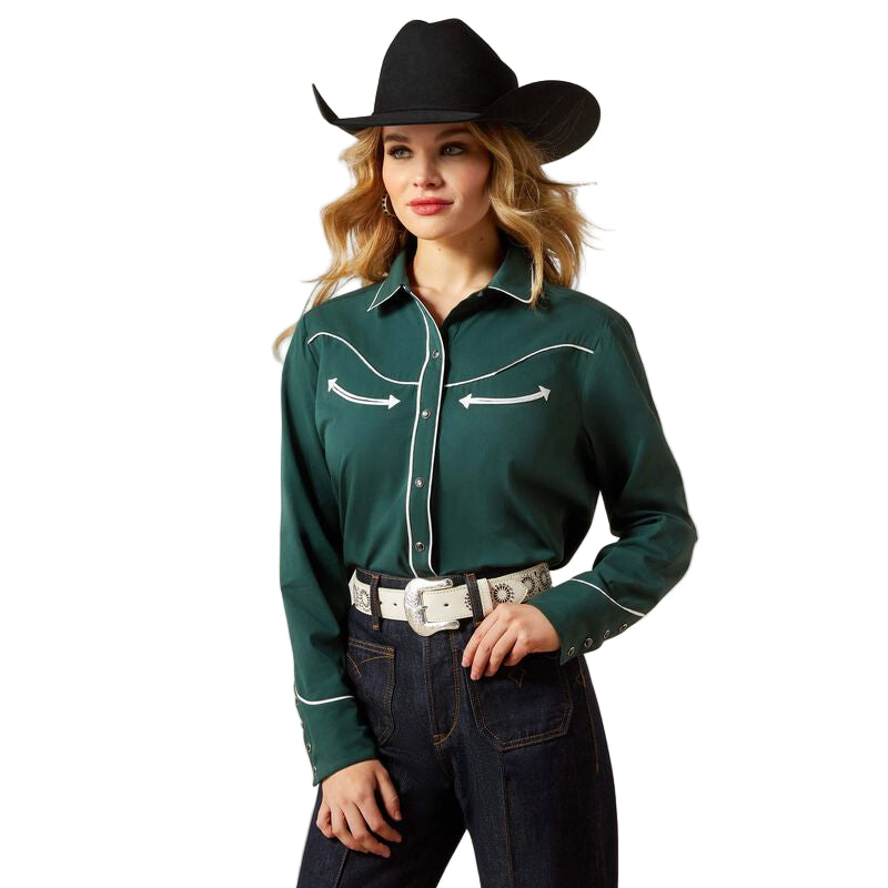 Women's Ariat Pine Grove Green Mirrorball Blouse 10065988