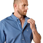 Men's Ariat Ensign Blue Geo Print Wrinkle Free Case Classic Fit Shirt 10071017