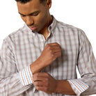 Men's Ariat White Plaid Wrinkle Free Clyde Fitted Shirt 10071019