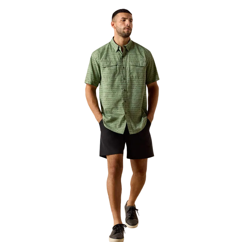 Men's Ariat Green Printed VentTEK Outbound Classic Fit Shirt 10071053