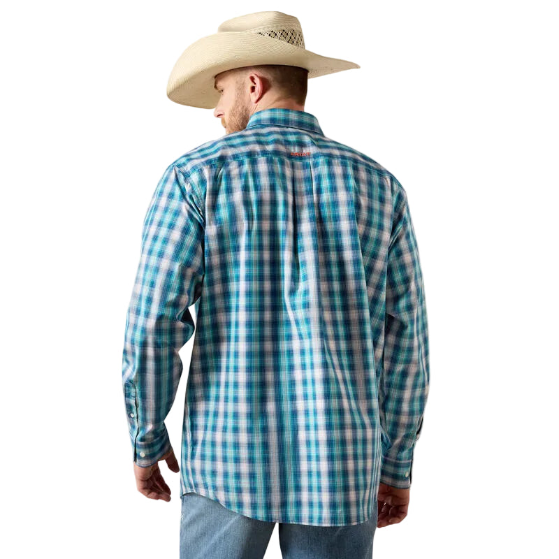 Men's Ariat White Plaid Pro Series James Classic Fit Shirt 10071086