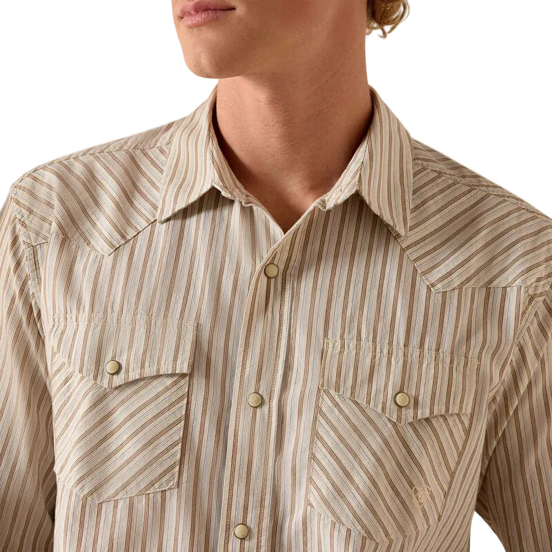 Men's Ariat Sandshell Stripe Retro Hesper Fitted Snap Shirt 10071090