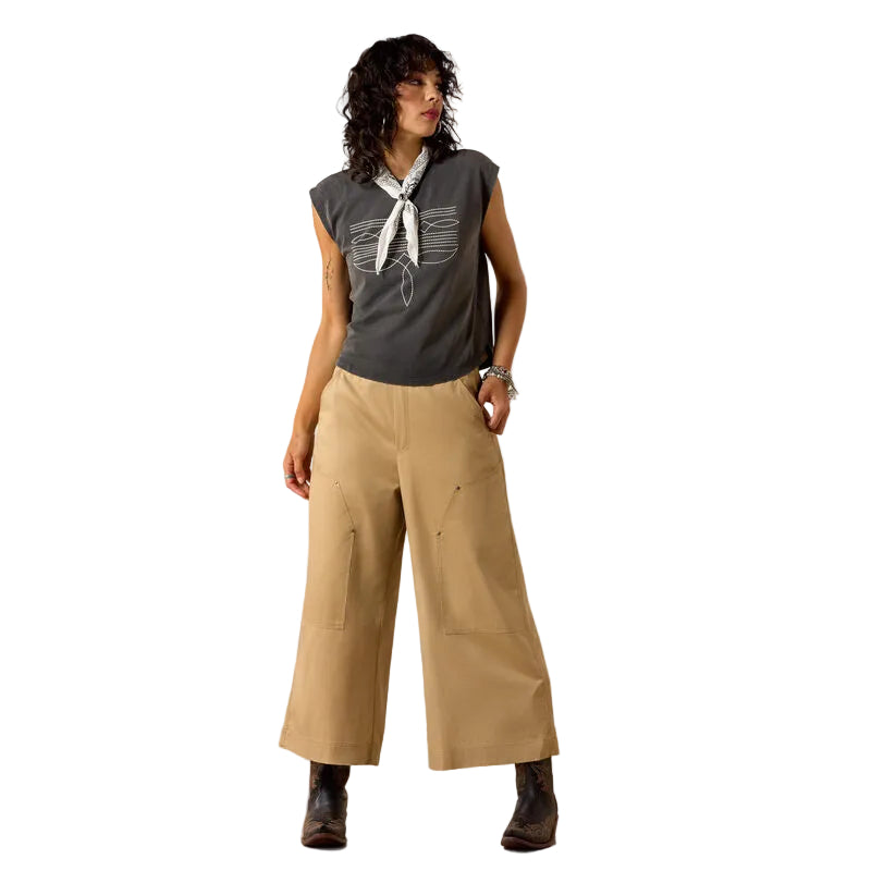 Women's Ariat Charcoal Mineral Wash Dallas Cropped T-Shirt 10071109