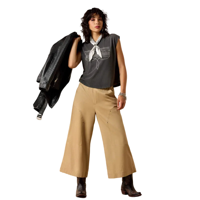 Women's Ariat Charcoal Mineral Wash Dallas Cropped T-Shirt 10071109