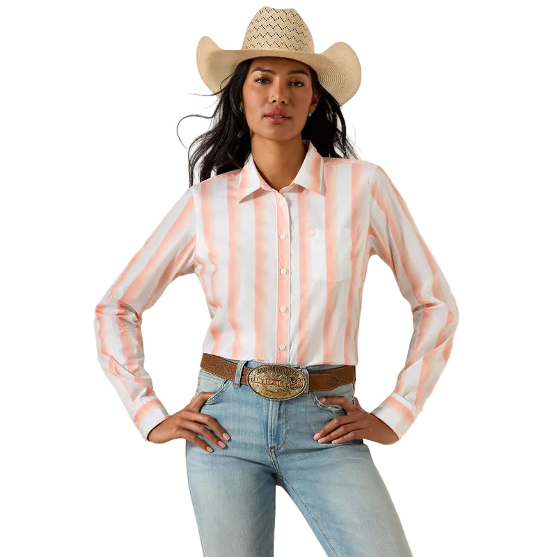 Women's Ariat Peach Amber Stripe Kirby Shirt 10071414