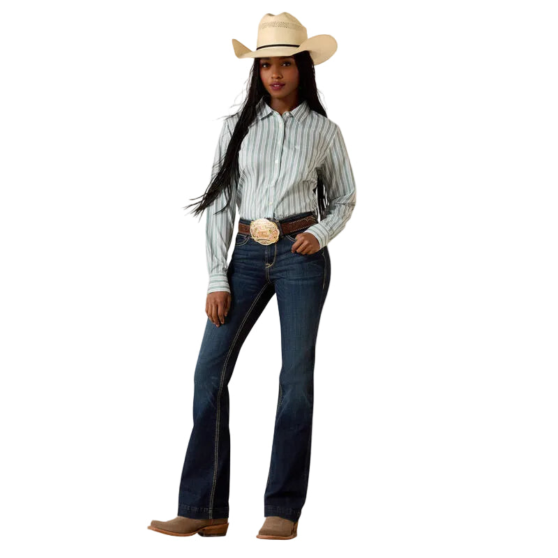 Women's Ariat Green Bay Stripe Kirby Pro Shirt 10071467