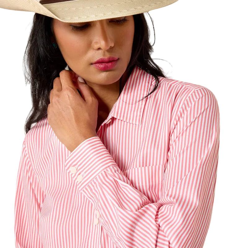 Women's Ariat Sun Kissed Coral Stripe Kirby Pro Shirt 10071468