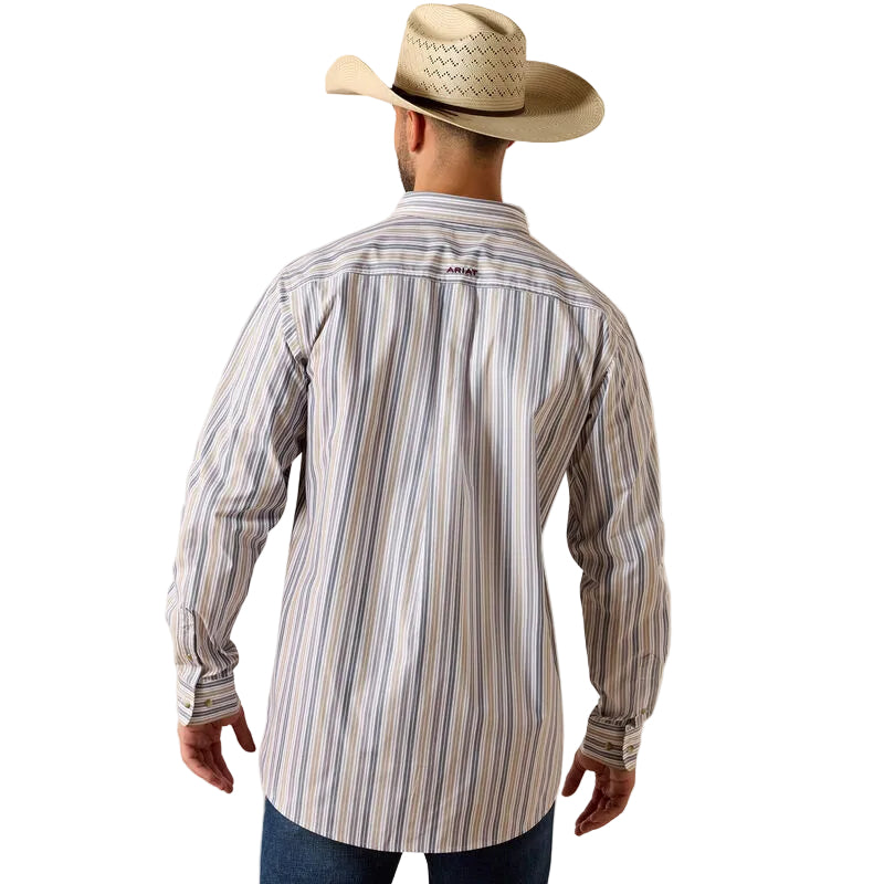 Men's Ariat White Stripe Pro Series Pryce Fitted Shirt 10071575