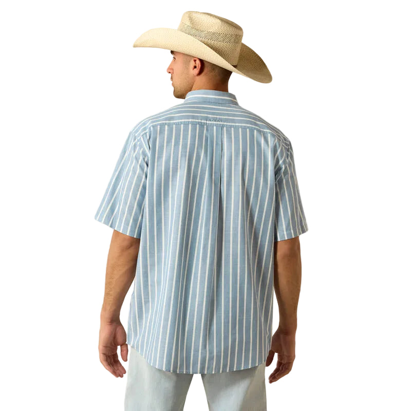 Men's Ariat Blue Shadow Stripe Pro Series Tre Classic Fit Shirt 10071618