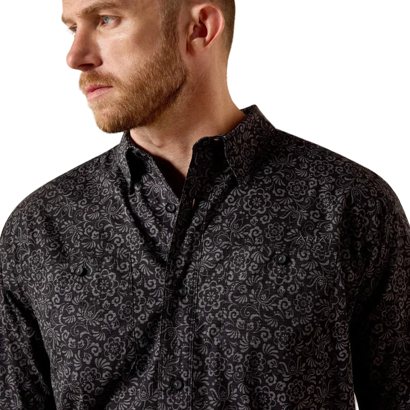 Men's Ariat Black Printed 360 Airflow Classic Fit Shirt 10071660  Crazy  House Western Wear