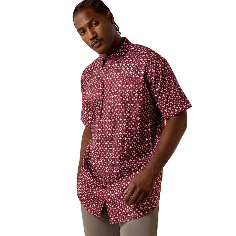 Men's Ariat Maroon Banner Printed 360 Airflow Classic Fit Shirt 10071661