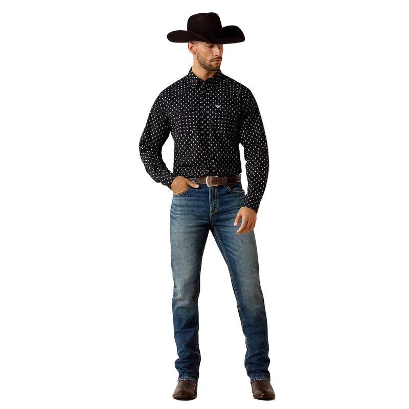 Men's Ariat Black Paisley Print Truth Fitted Snap Shirt 10071721