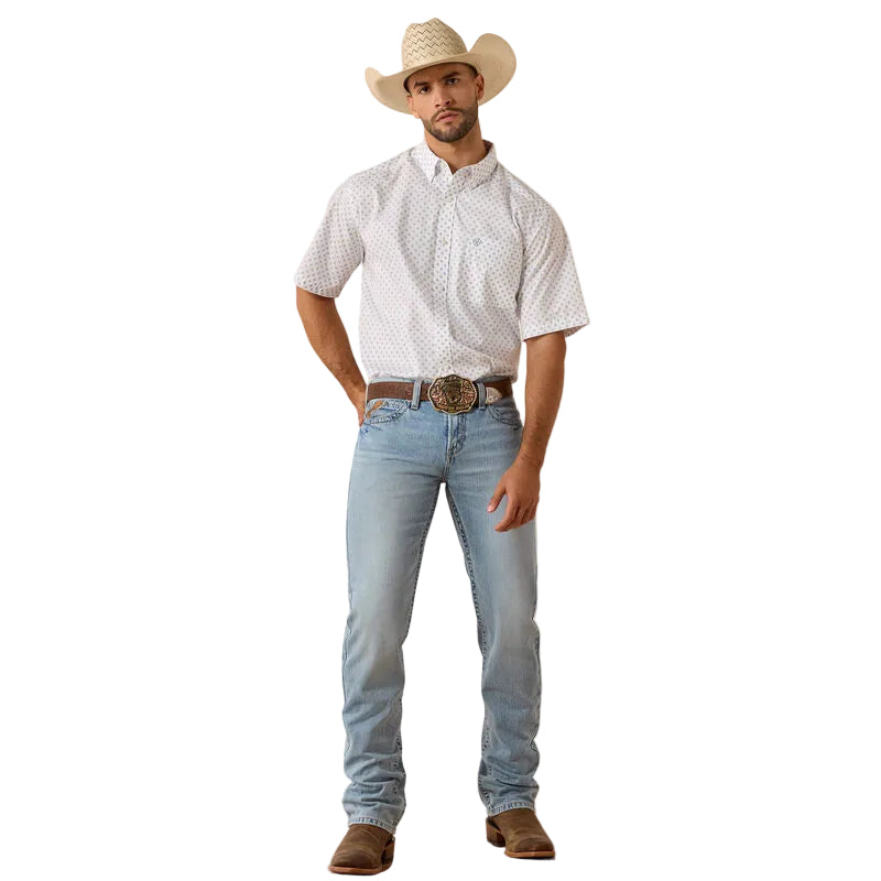 Men's Ariat White Medallion Print Tenzin Classic Fit Shirt 10071733