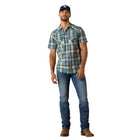 Men's Ariat Teal Plaid Retro Halden Fitted Snap Shirt 10071738