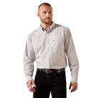 Men's Ariat White Stripe Wrinkle Free Cory Classic Fit Shirt 10071745