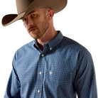 Men's Ariat Ensign Blue Plaid Wrinkle Free Canyon Classic Fit Shirt 10071746