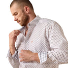 Men's Ariat White Geo Print Wrinkle Free Landry Classic Fit Shirt 10071748