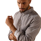 Men's Ariat Chestnut Geo Print Wrinkle Free Alden Classic Fit Shirt 10071750