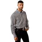Men's Ariat Black Plaid Wrinkle Free Langston Classic Fit Shirt 10071755