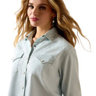 Women's Ariat Light Wash Indigo Asheville Snap Shirt 10071774