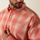 Men's Ariat Hot Coral Plaid Pro Series Noble Classic Fit Shirt 10073561