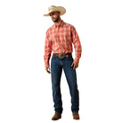 Men's Ariat Hot Coral Plaid Pro Series Noble Classic Fit Shirt 10073561
