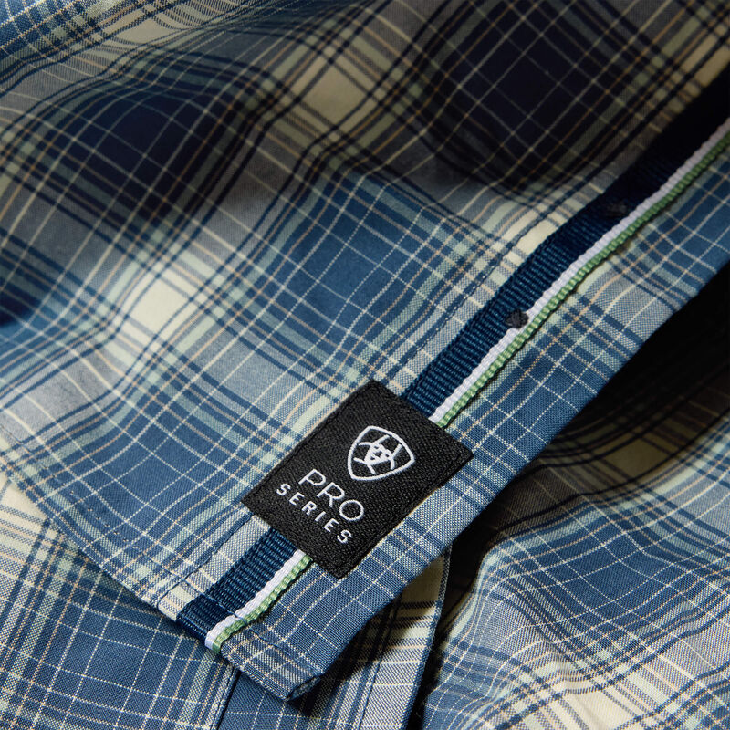 Men's Ariat Key Largo Blue Plaid Pro Series Scottie Classic Fit Shirt 10073565