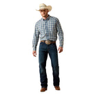 Men's Ariat Key Largo Blue Plaid Pro Series Scottie Classic Fit Shirt 10073565