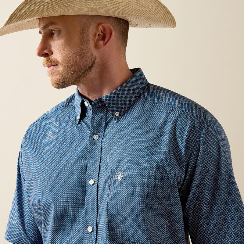 Men's Ariat Key Largo Mini Geo Print Storm Classic Fit Shirt 10073596
