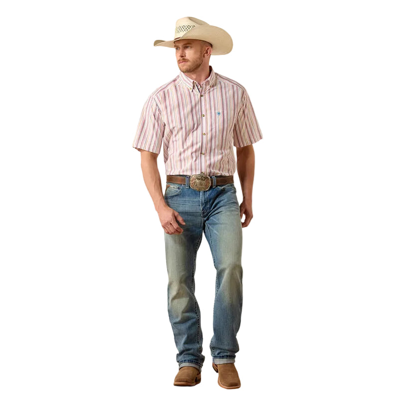 Men's Ariat Key Largo Blue Stripe Pro Series Neil Classic Fit Shirt 10073597