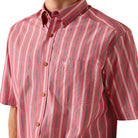 Men's Ariat Hibiscus Red Stripe Pro Series Bobby Classic Fit Shirt 10073604