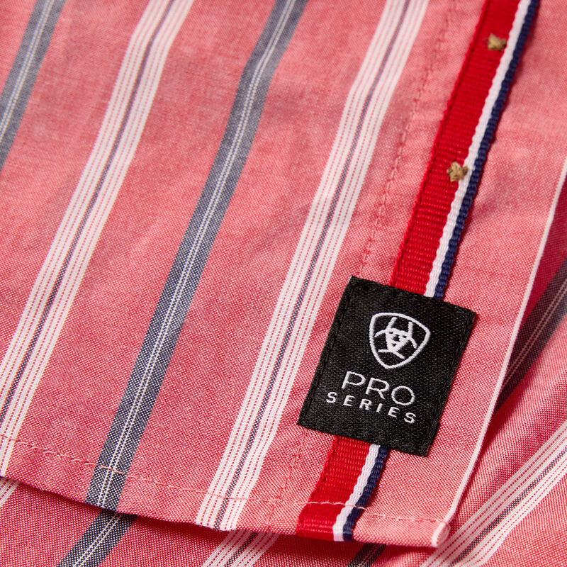 Men's Ariat Hibiscus Red Stripe Pro Series Bobby Classic Fit Shirt 10073604