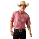 Men's Ariat Hibiscus Red Stripe Pro Series Bobby Classic Fit Shirt 10073604