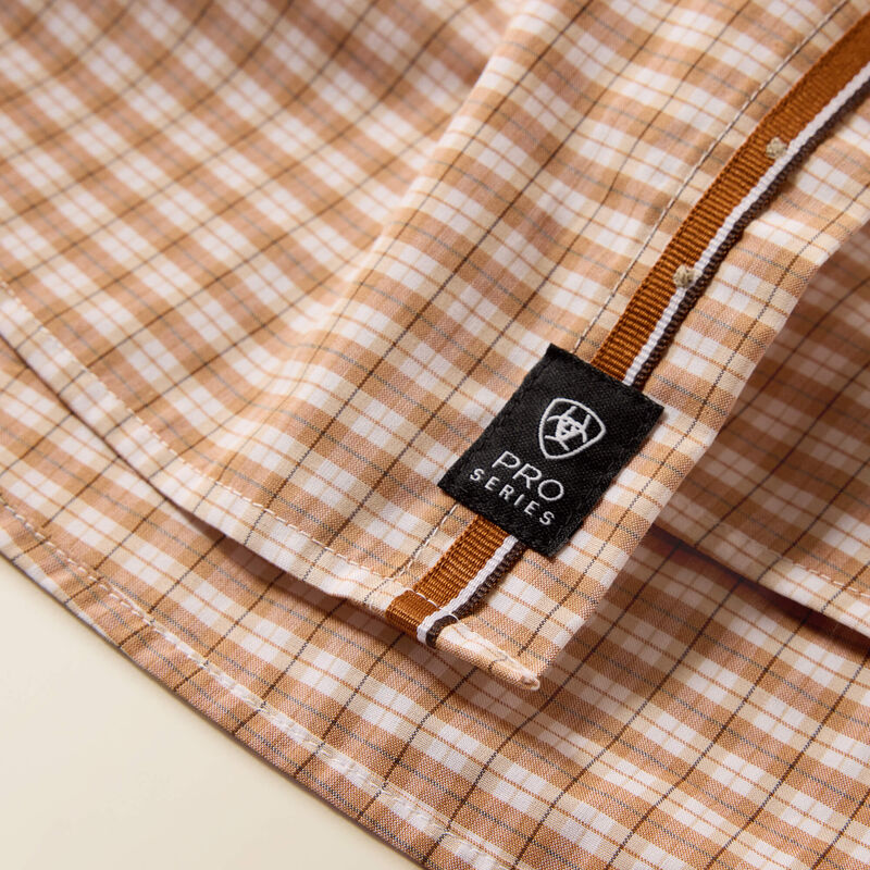 Men's Ariat Almond Oil Mini Plaid Pro Series Niles Classic Fit Shirt 10073609