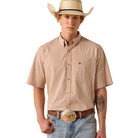 Men's Ariat Almond Oil Mini Plaid Pro Series Niles Classic Fit Shirt 10073609