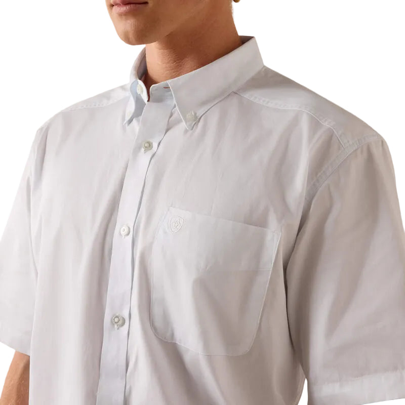 Men's Ariat White Lightweight Twill Classic Fit Shirt 10073615