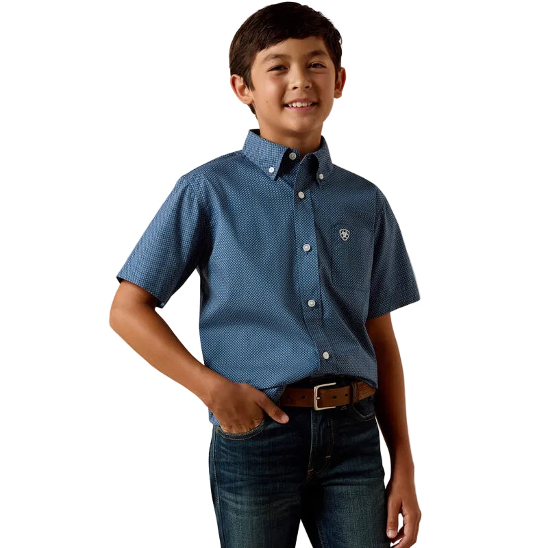 Boy's Ariat Key Largo Mini Geo Print Storm Shirt 10073670