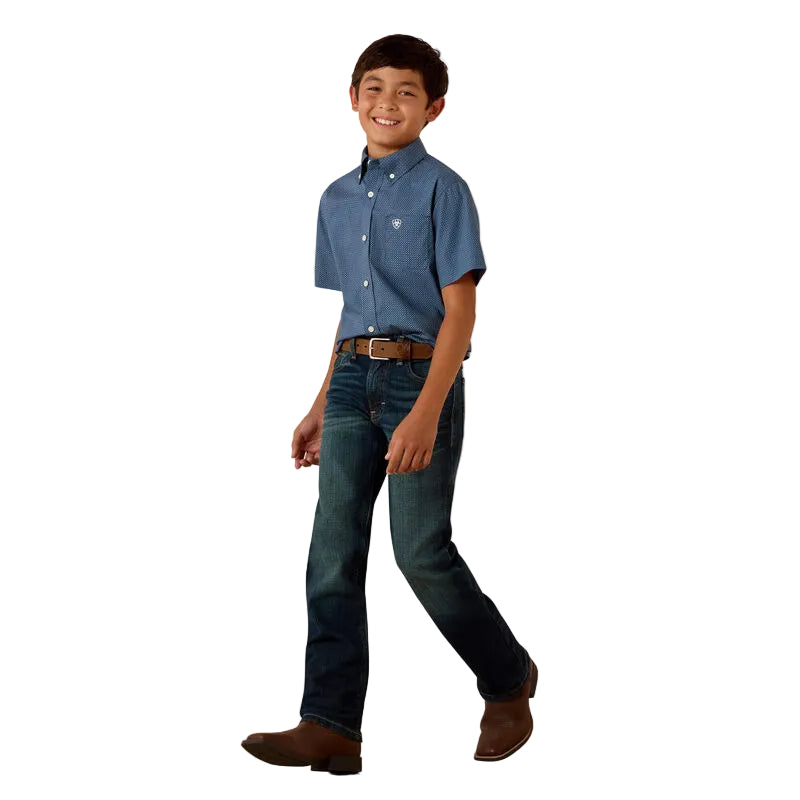 Boy's Ariat Key Largo Mini Geo Print Storm Shirt 10073670